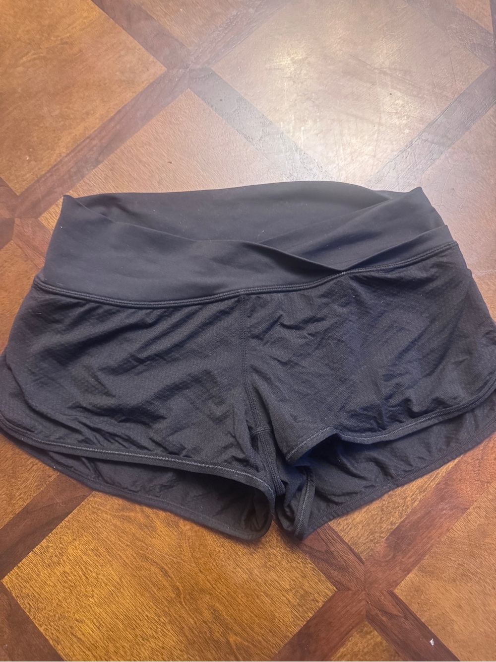 lululemon athletica Black Athletic Shorts with Crossover Waistband